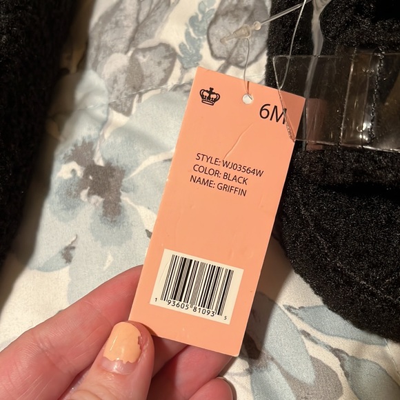 New Juicy Couture Griffin Hard Soled Black Sherpa Sling Slides Slippers Size 6 - Picture 6 of 11